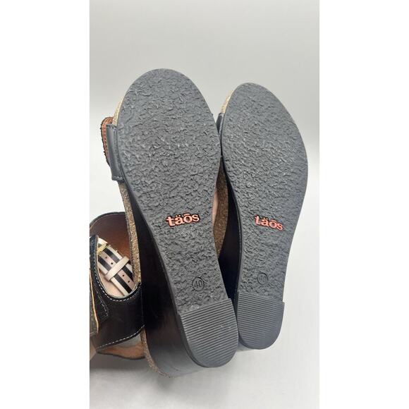 Taos Carousel Ajustable Strappy Wedge Sandals Black Leather Size 40/ 9-9.5 US - Picture 8 of 13